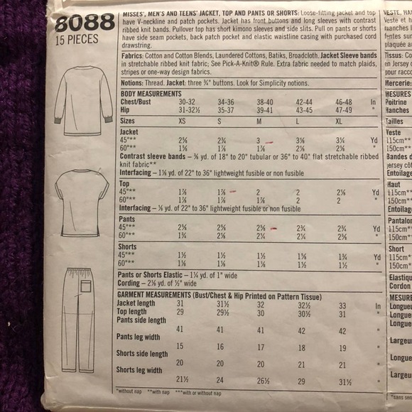 Simplicity sewing pattern unisex scrubs pants top shorts - Picture 4 of 5